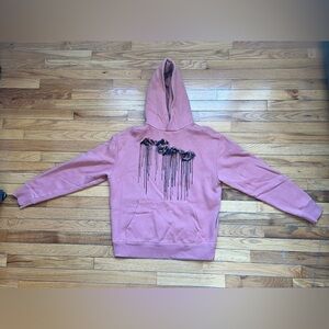Express Salmon Pink Mountain Drip Graphic Hoodie - Medium